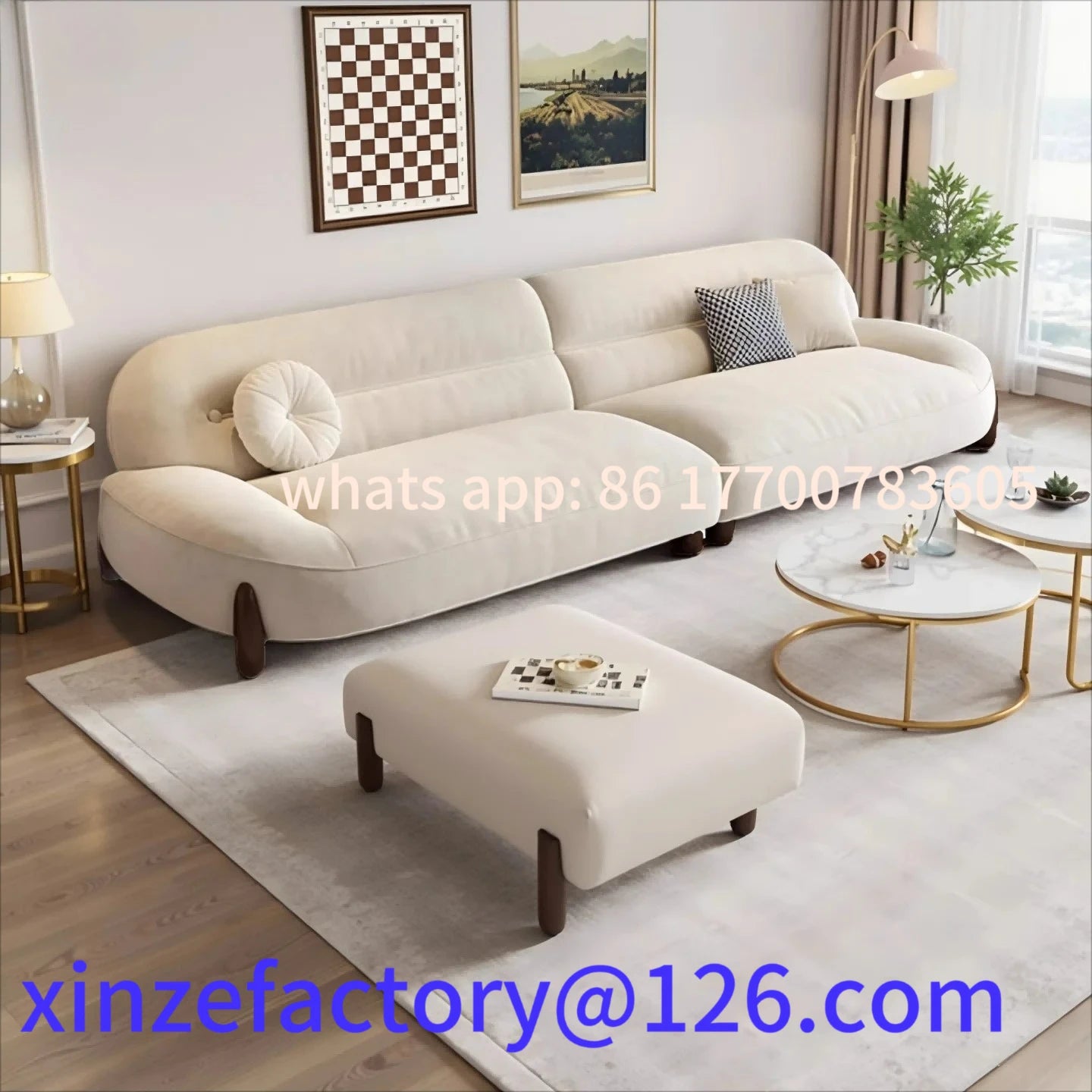 Customizable LXC modern minimalist cloud skin-friendly flannel small apartment living room straight row light luxury sofa