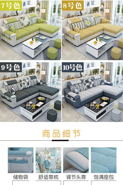 Fully Furnished Living Room Modern Fabric Sofa 3-Seater Removable Washable Cotton Linen Apartment Size