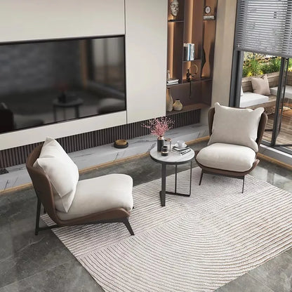 Modern Soft Upholstered Metal Leisure Armchair Curved Velvet Wing Chair Hotel Living Room Bed Room Chair