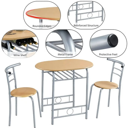 Alden Design Modern Dining Set 3pcs round Table And 2 Chairs Multiple Colors Available for Kitchen Room Furniture