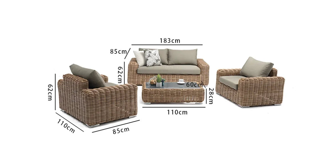 Furniture  new arrival hot sale luxury outdoor Furniture Set for hotel villas Garden park patio balcony wicker rattan sofa set