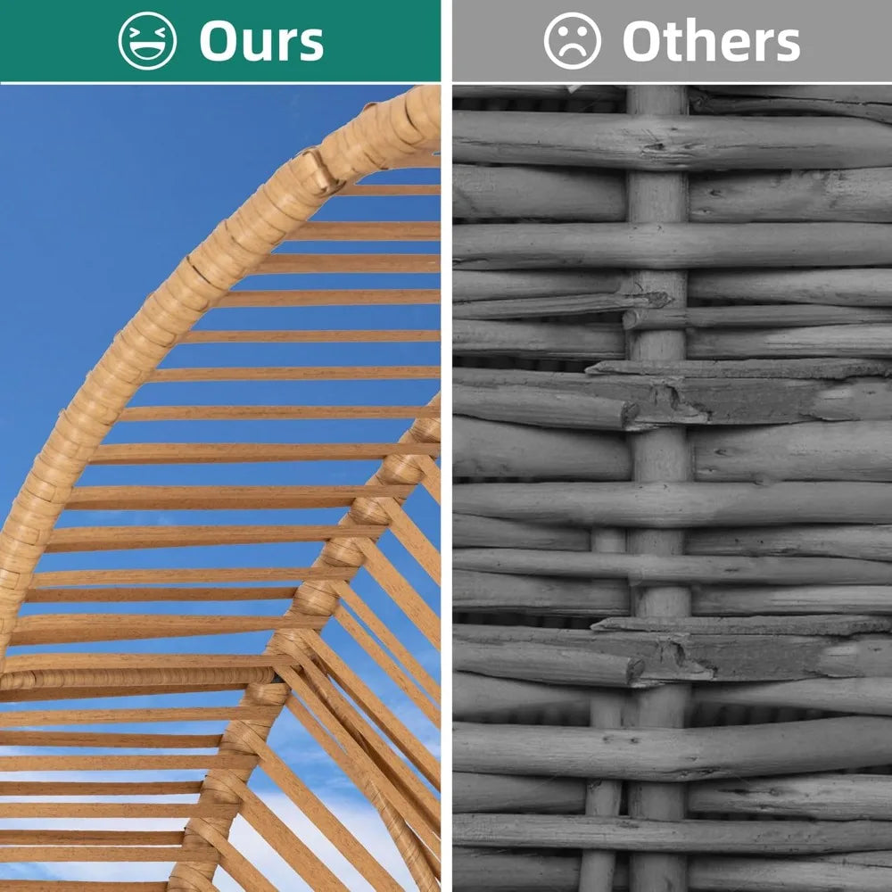 Wicker Egg Chair,Oversized Outdoor Indoor Rocking Chair,Large PE Rattan Rocking Chair with Cushion for Patio, Balcony, Backyard