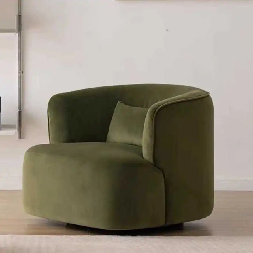 Nordic modern simple cream white single casual fabric sofa curved lamb wool small sofa