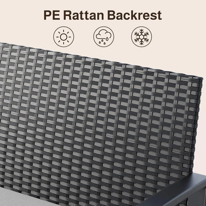 4 Piece Outdoor Patio Furniture Set, Wicker Patio Furniture with Glass Coffee Table, Rocking Wicker Bistro Set, for Backyard-HOT