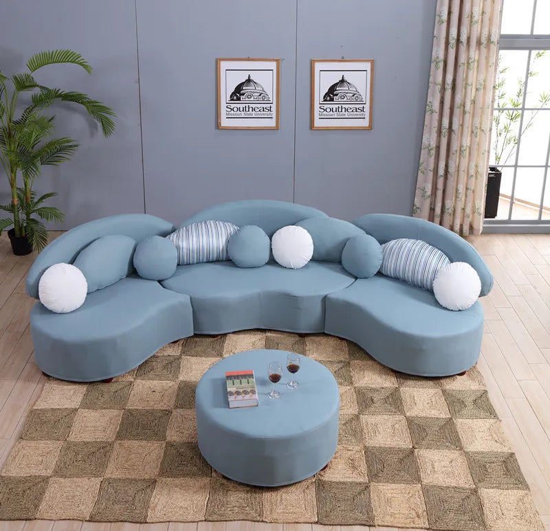 Curved fabric sofa Nordic light luxury personalized creative sofa Modern simple special-shaped living room combination round