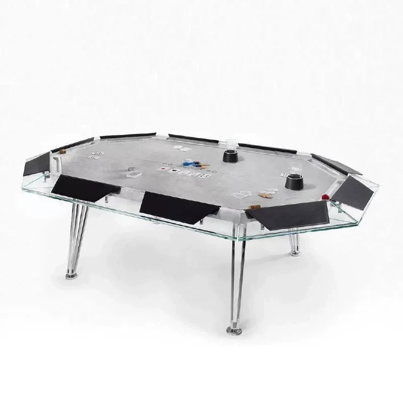 Light Luxury Creative Desig Tempered Glass Poker Table Multi-person Chess and Card Table Club Entertainment Furniture