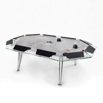 Light Luxury Creative Desig Tempered Glass Poker Table Multi-person Chess and Card Table Club Entertainment Furniture