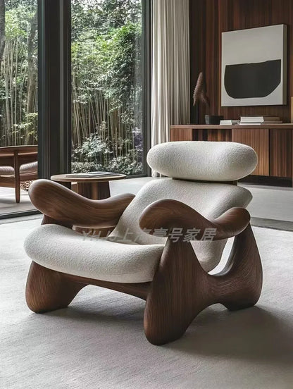 X New Medieval Solid Wood Single Sofa Chair Original Art Model Room Club Exhibition Hall Leisure Chair
