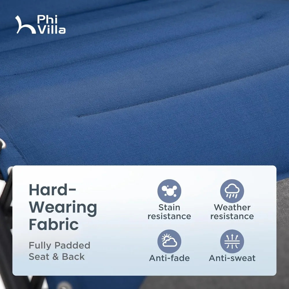 VILLA XXL Oversized Padded Zero Gravity Chair, Foldable Patio Recliner, 30 Wide Seat Anti Gravity Lounger with Cup Holder, S