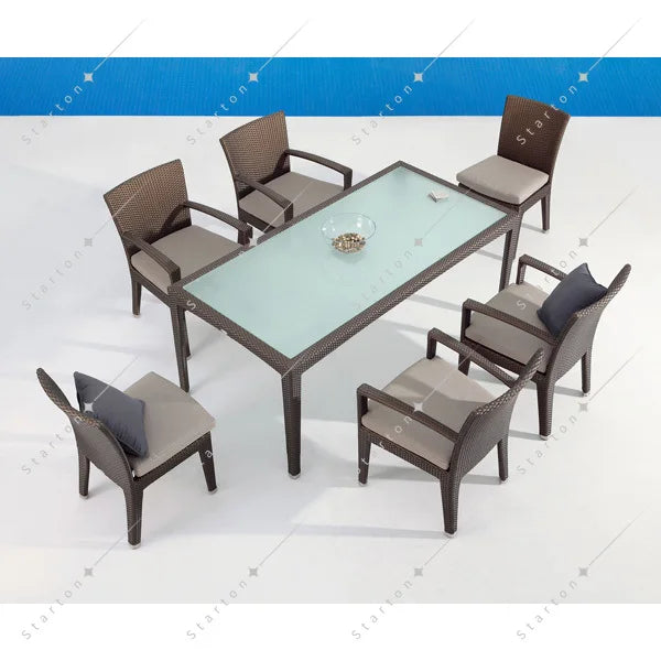 Modern Outdoor Garden Patio Restaurant Furniture Set Rattan Dining Tables and Chairs Outdoor Garden Furniture Sets