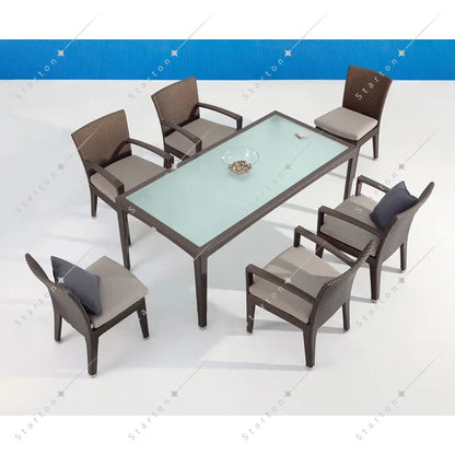 Modern Outdoor Garden Patio Restaurant Furniture Set Rattan Dining Tables and Chairs Outdoor Garden Furniture Sets