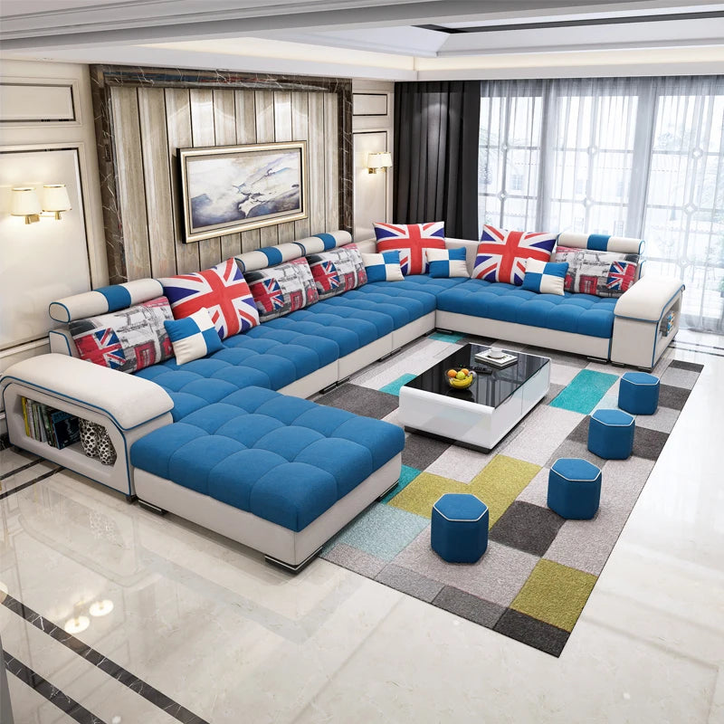 Fabric sofa, simple and modern size, living room, Nordic latex technology fabric sofa