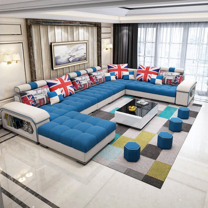 Fabric sofa, simple and modern size, living room, Nordic latex technology fabric sofa