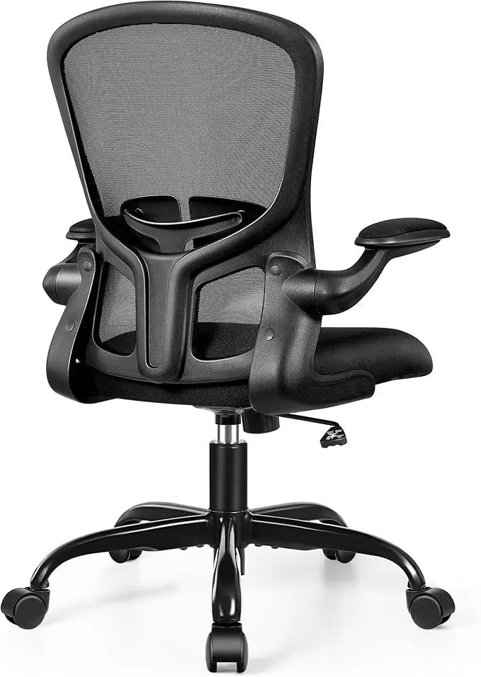 ergonomic office chair with swivel, adjustable height and lumbar support, wheels for pc desk
