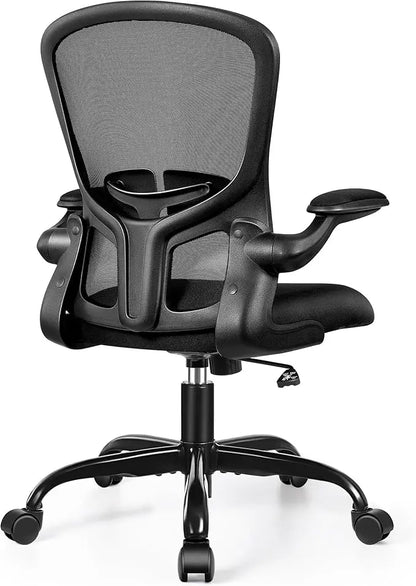 ergonomic office chair with swivel, adjustable height and lumbar support, wheels for pc desk