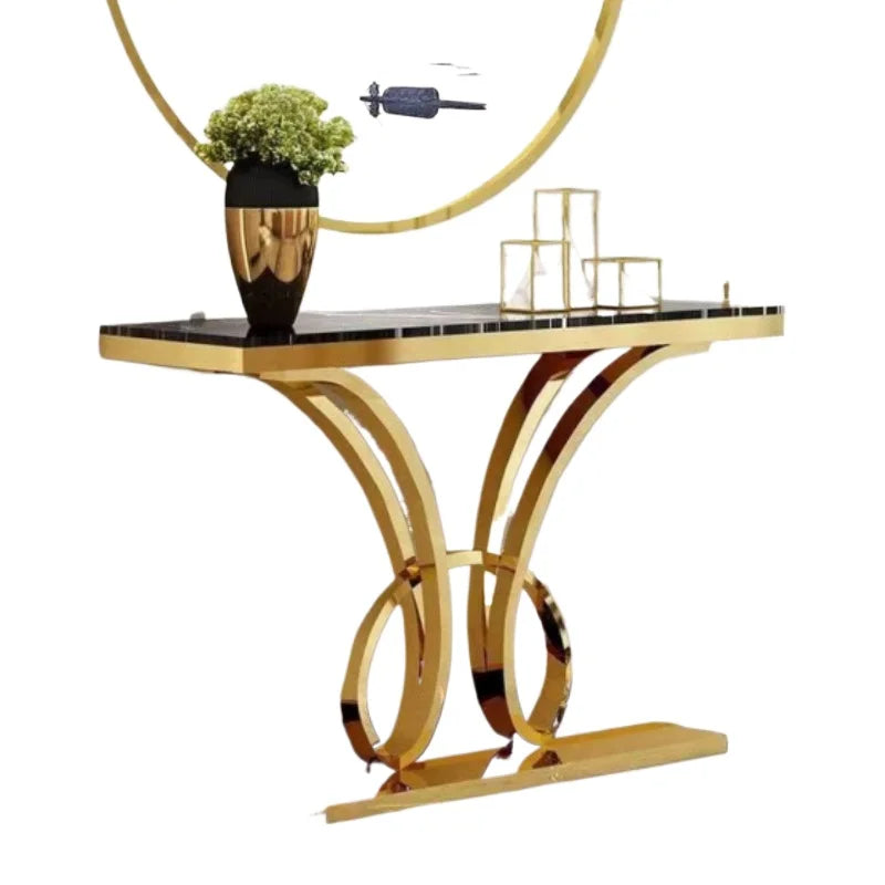 Narrow Gold Art Console Table Simple European Living Room Luxury Gold Corridor Console Table