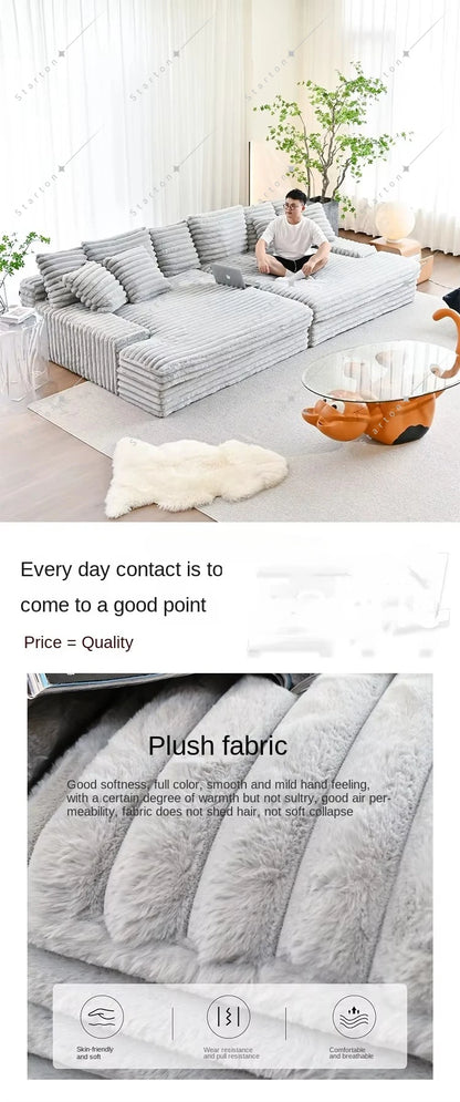 Modern Vacuum Compressed Sofa Plush Corduroy Sectional Sofa Living Room Bedroom Recliner Lazy Sofa Bed Furniture Packing in Box