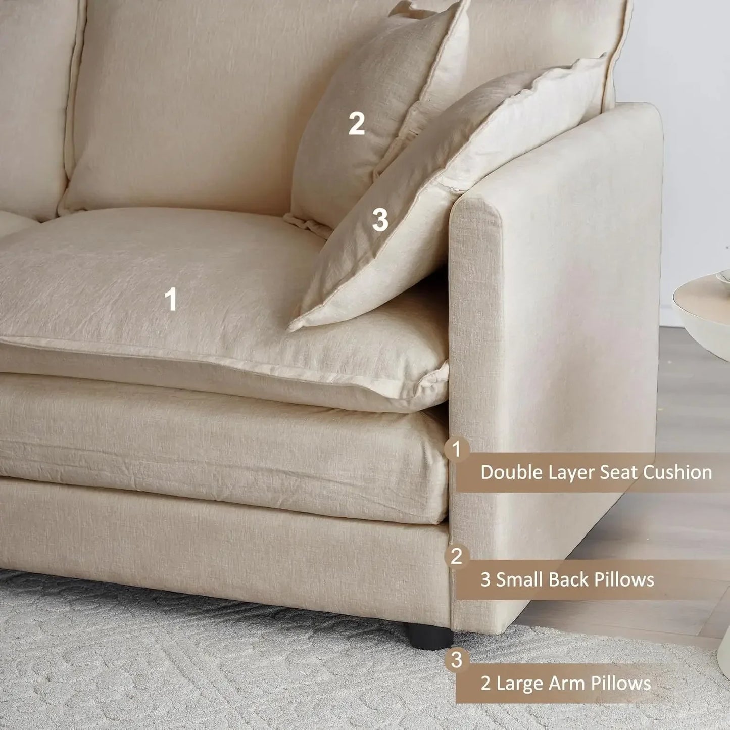 #For Modular Sectional Sofa, Convertible Modern L Shaped Sofa Chenille Cloud Couches Set with Ottoman for Living Room&