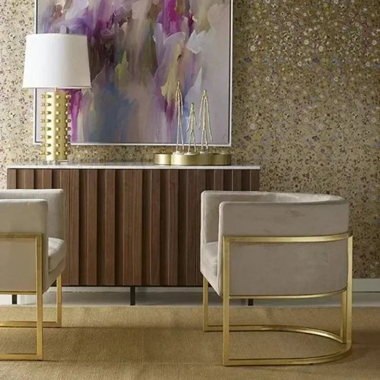 VIP7 Chinese Style Simple Stainless Steel Velvet Dining Chair Luxury Hotel Restaurant Villa Armrest Dining Chair meuble chair