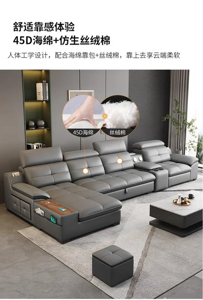 functional sofa, electric adjustable modern living room, storage princess, smart head, etc., dual-purpose leather sofa bed