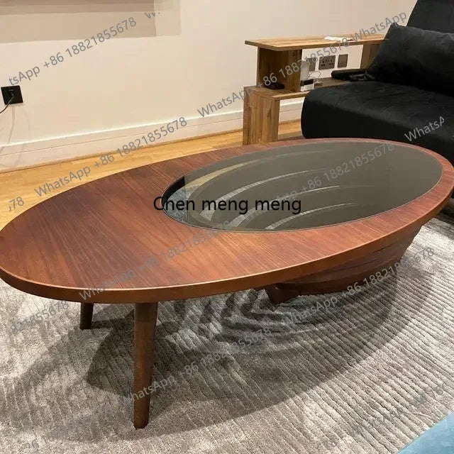Meubles de salon en noyer naturel, table basse moderne faite à la main, menuiserie, décoration de bord solide