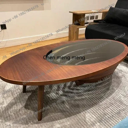 Meubles de salon en noyer naturel, table basse moderne faite à la main, menuiserie, décoration de bord solide