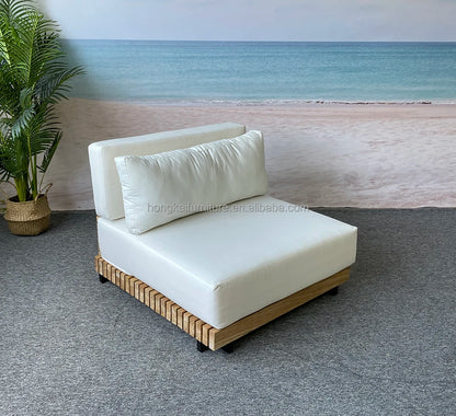 Outdoor Suit All-weather Modern Outdoor Teak Wooden Sofa Patio Furniture Luxury Design Sofa Set For Villa Outdoor Garden