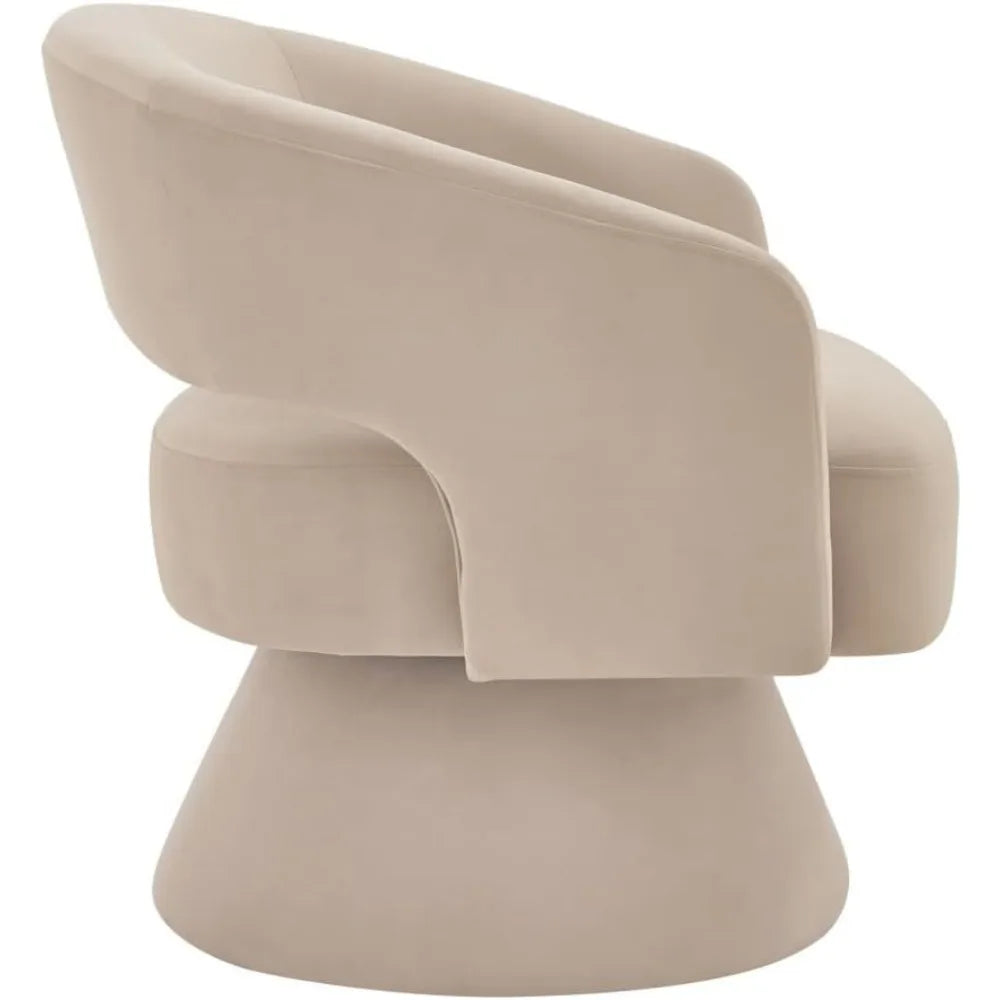 Swivel Barrel Chair, Modern Upholstered Velvet Accent Chair with Open Backrest, Comfy Single Sofa Chair Armchair with 360 Degree