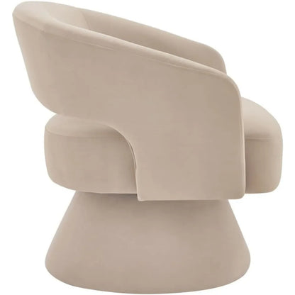 Swivel Barrel Chair, Modern Upholstered Velvet Accent Chair with Open Backrest, Comfy Single Sofa Chair Armchair with 360 Degree
