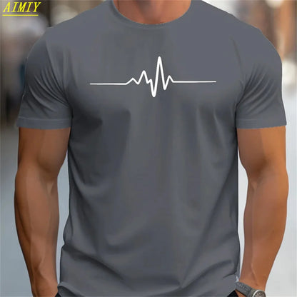 Summer Men's T-shirt Top Casual Loose Fit Oversized T-shirt PARI Letter Pattern Printed Round Neck Short Sleeved Homme Vêtement