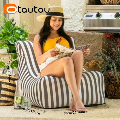 OTAUTAU Outdoor Bean Bag Cover Beach Swim Pool Lounger SF464【No Filler Inside! You Need To Buy Filler By Yourself !】