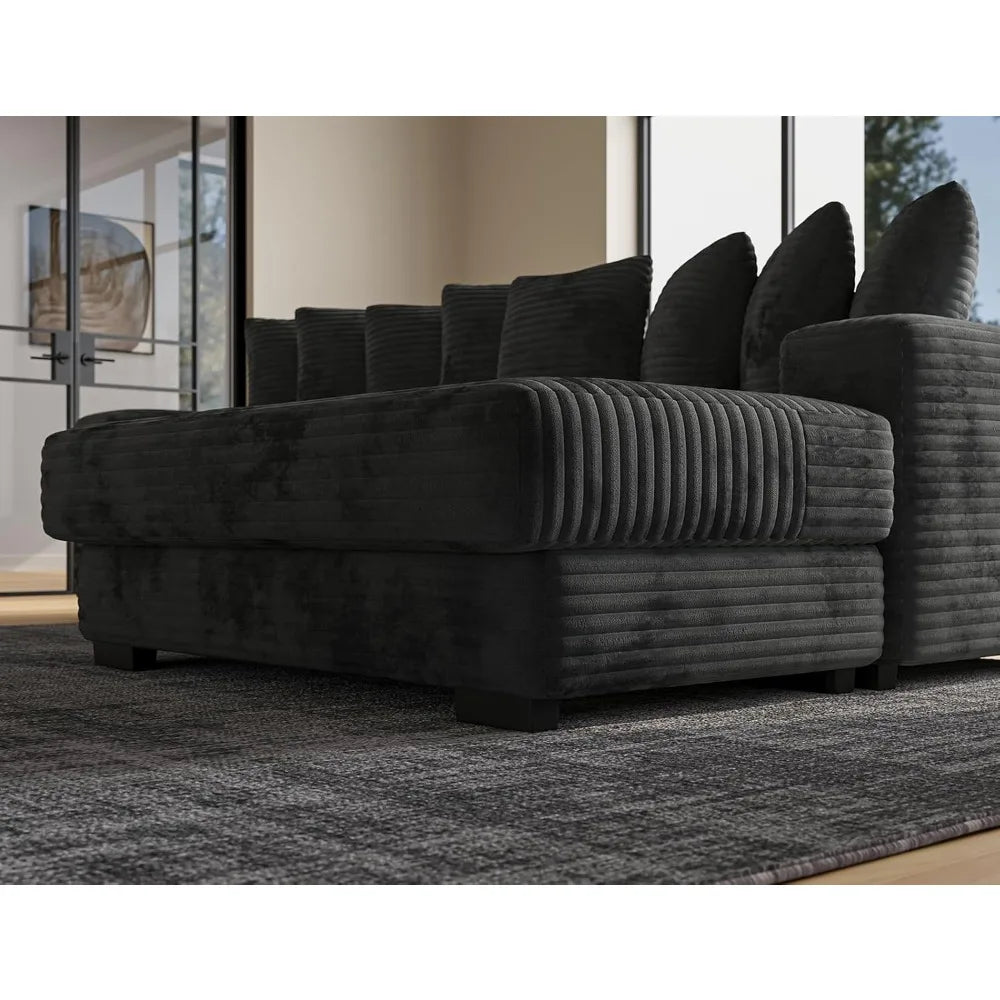 110 Modular Sectional Sofa, L Shaped Couch with Chaise Lounge, Fluffy Corduroy Cloud Couch with Deep Seat for Living Room
