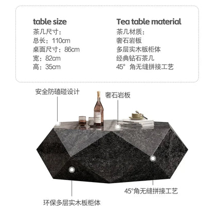 Y Minimalist Luxury Stone Rock Plate Diamond Modern Minimalist High Sense Small Apartment Shaped Coffee Table Living Room Home