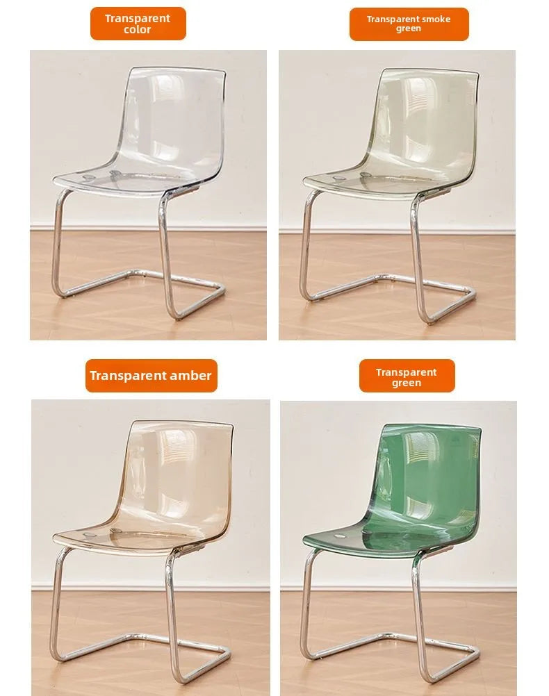 Nordic Modern Clear Acrylic Dining Chair Transparent Plastic Thickened Backrest Chair Simple Home Dining Room Furniture Design