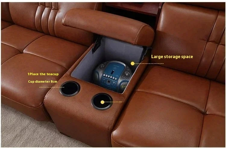 MANBAS Premium Italian Genuine Leather Sofa Sets Big Sectional Couch Living Room Sofas With Adjustable Headrests Home Furniture