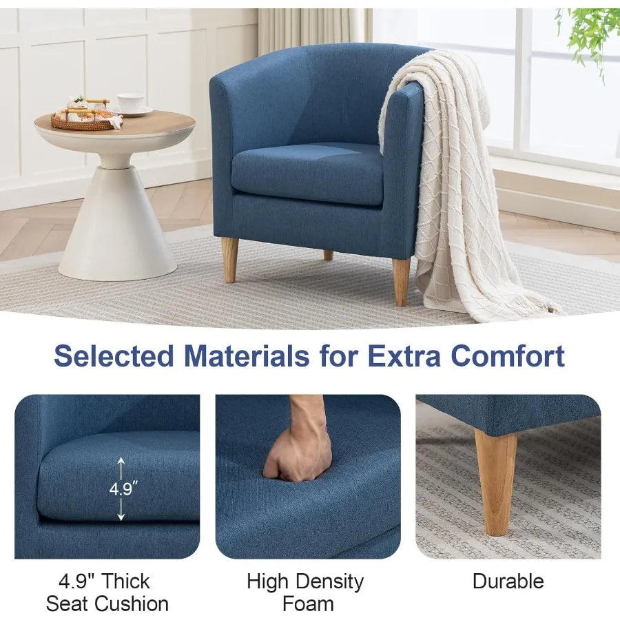 Modern Comfy Accent Barrel Chair with Armrest for Living Room Bedroom Reception Room or Cafe Soft Padded Design for Cozy Readin