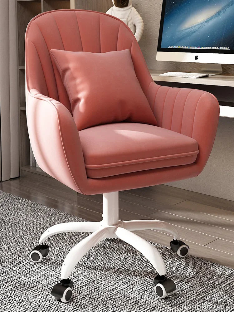 Cute Desk Chair For Girls Pink Ergonomic Computer Swivel Chair Adjustable Height Plush Padded Study Chair Bedroom Dorm Office