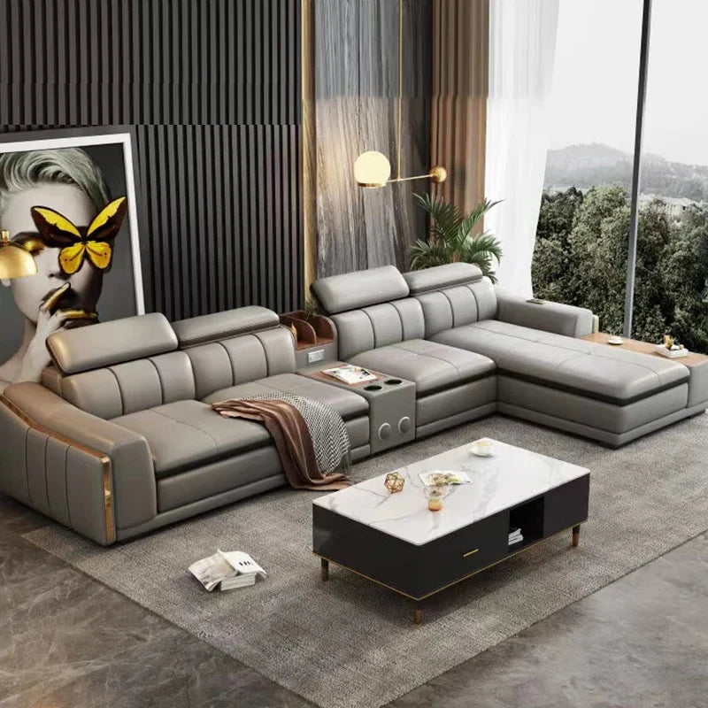 A Modern Sectional Leather Luxury Sofa Set Modular Furniture Home Multifunctional Living Room L Shape Corner Sofa