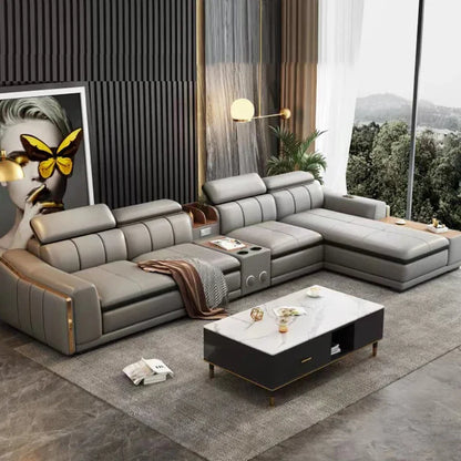 A Modern Sectional Leather Luxury Sofa Set Modular Furniture Home Multifunctional Living Room L Shape Corner Sofa