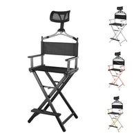 Modern Portable Aluminum Director Chair with Headrest - Portable Makeup Artist/Manager Folding Chair for Better Rest