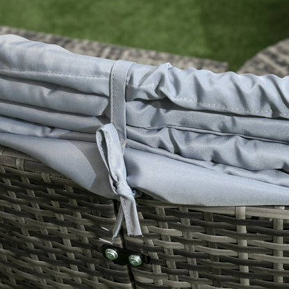 4 Piece Round Rattan Daybed, Convertible Patio Furniture Set, Adjustable Sun Canopy, Sectional Outdoor Sofa, 2 Chairs