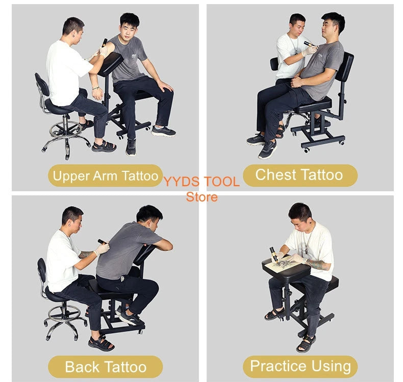 Upgraded Multi-Function Tattoo Chair with Swivel Wheels Tattoo Artist Chair