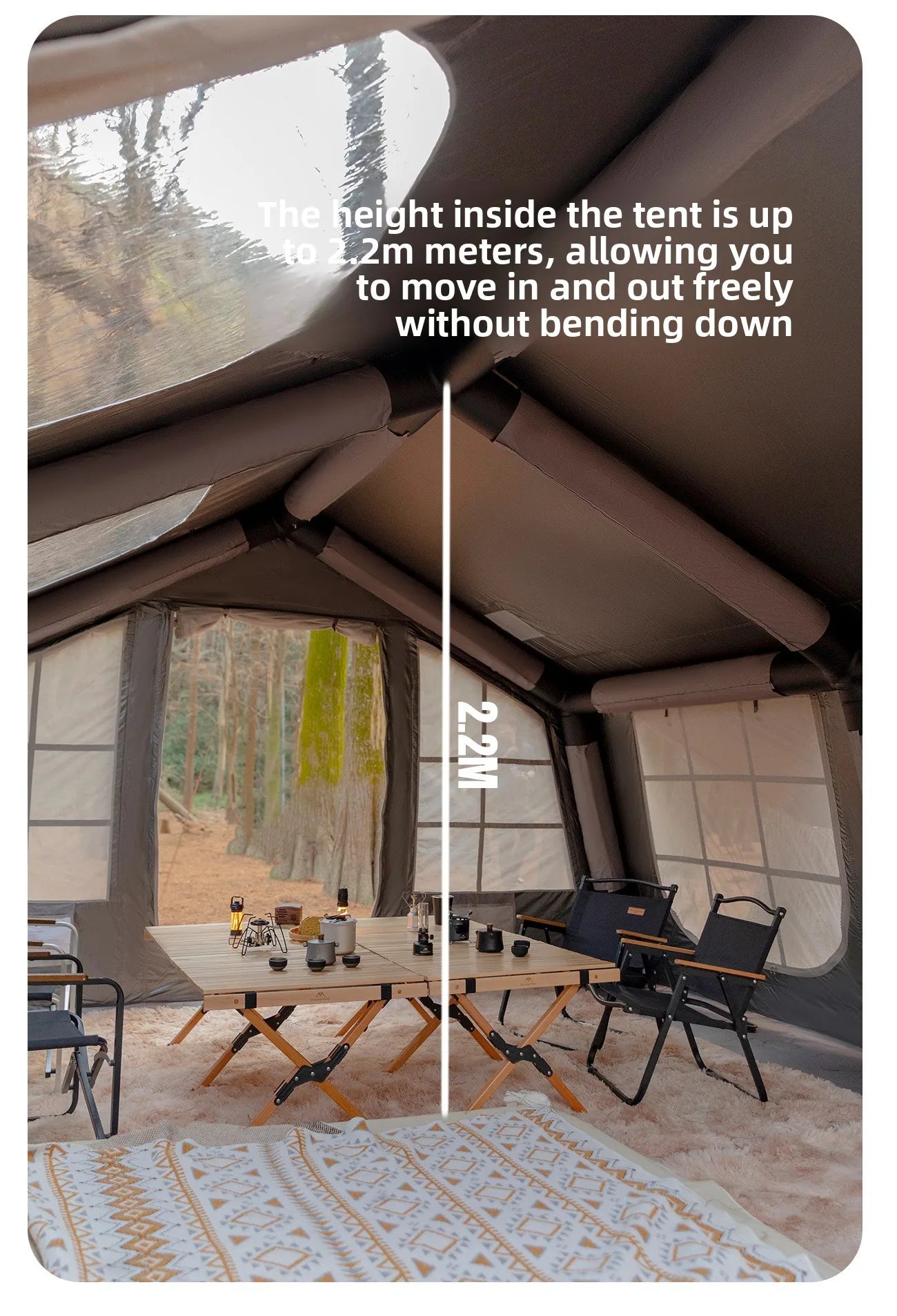 Mountainhiker 13.6㎡ Large Inflatable Tent Outdoor Camping 8-10 Person Tent Rainproof Family Awning Beach Quick Open Fishing Park