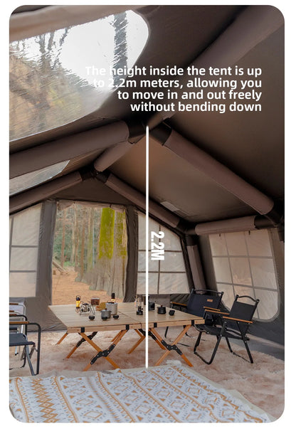 Mountainhiker 13.6㎡ Large Inflatable Tent Outdoor Camping 8-10 Person Tent Rainproof Family Awning Beach Quick Open Fishing Park