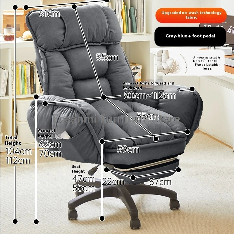Comfort Soft Desk Chair with Adjustable Armrests Home Office Ergonomic Wide Seat Computer Chairs High-Back Gaming Recliner Chair