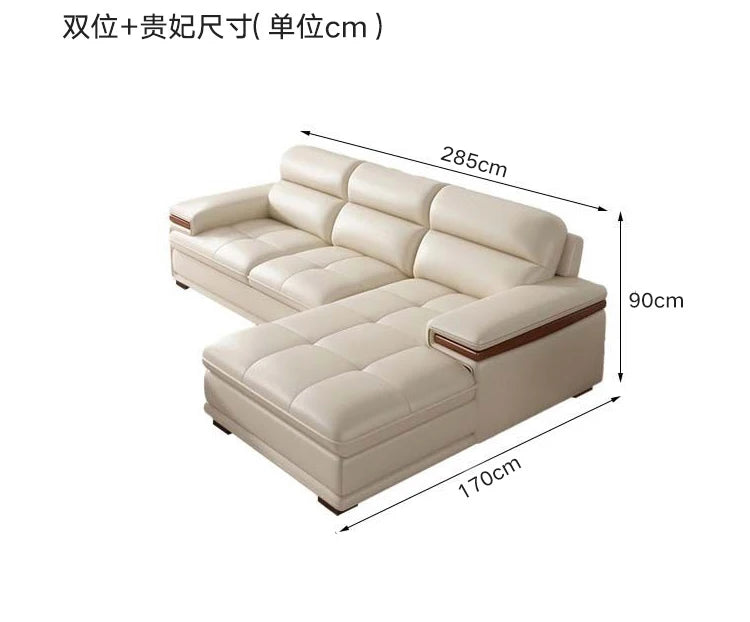 Leather sofa modern simple living room size apartment concubine solid wood combination imported first-layer cowhide sofa