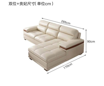 Leather sofa modern simple living room size apartment concubine solid wood combination imported first-layer cowhide sofa