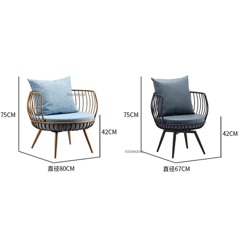 Living Room Furniture Bedroom Light Luxury Minimalist Single Sofa Chair Lounge Chair Nordic Wrought Iron Living Room Chairs