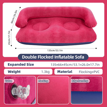 Double Inflatable Air Sofa Two-Seater Lazy Couch Heavy Duty Leak Proof Inflatable Lounge Furniture Indoor Outdoor Camping