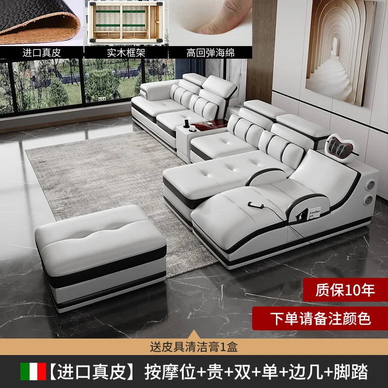 PatioLix Massage Minimalist Sofas Modern Leather Sectional Designer Sofas Lazy Luxury Cadeiras Para Sala De Estar Living Room Furniture